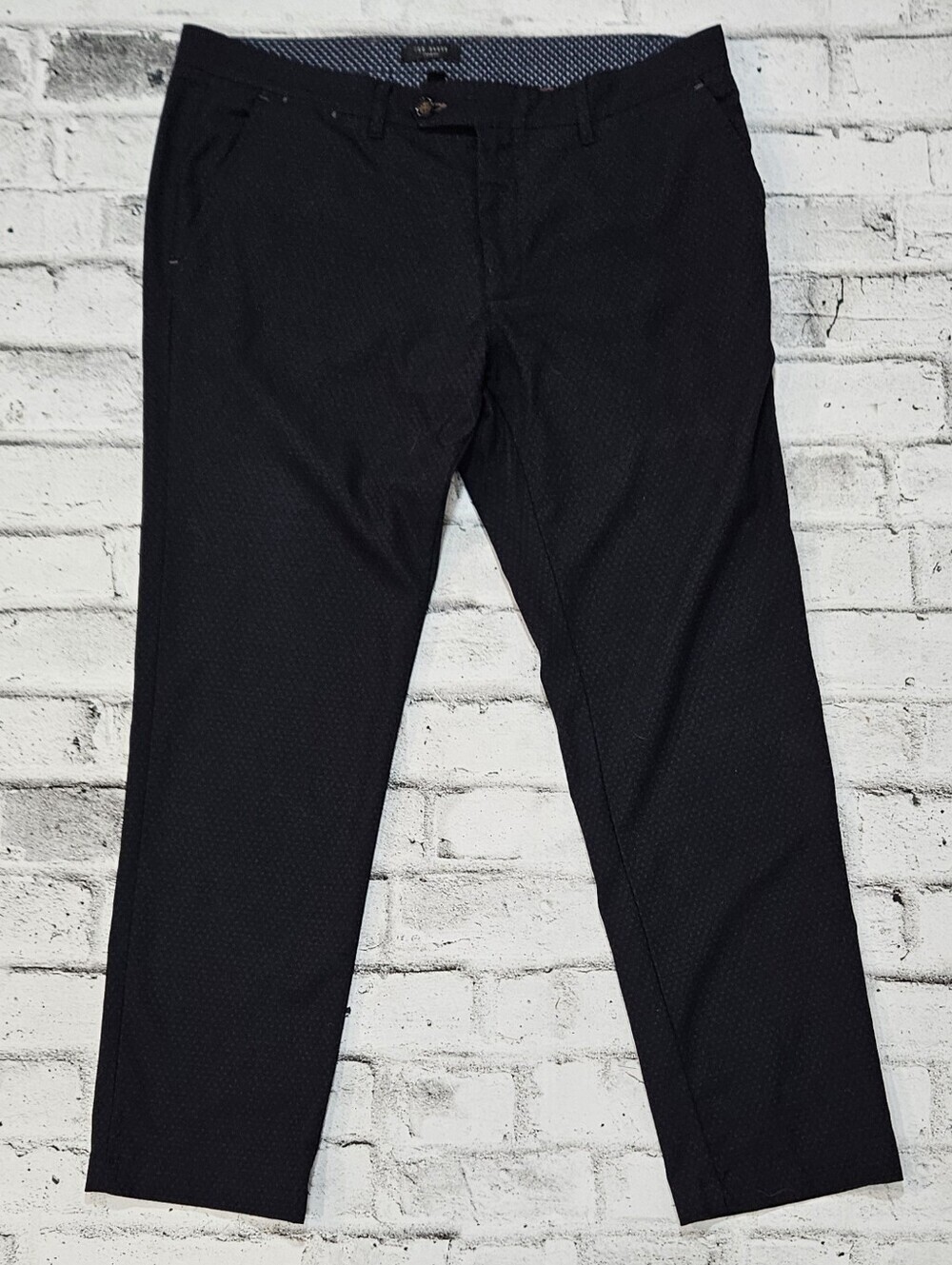 Ted Baker London Textured Dress Pants Mens Navy Slim Fit Trousers
